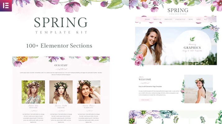 Spring Watercolor and Floral Elementor Template Kit